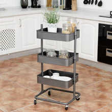 Load image into Gallery viewer, 3 Tier Metal Rolling Utility Storage Cart
