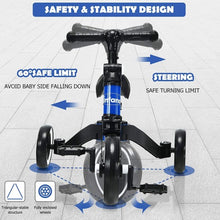 Load image into Gallery viewer, 3 in 1 3 Wheel Kids Tricycles with Adjustable Seat &amp; Handlebarfor Ages 1-3-Blue
