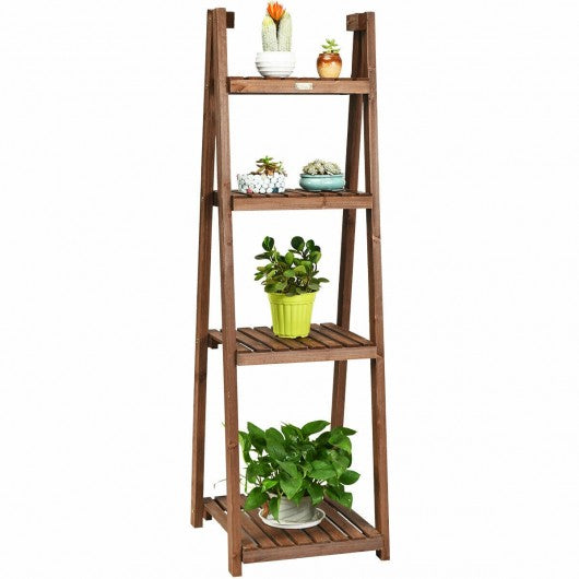 Folding Flower Stand Rack Wood Plant Storage Display Shelf