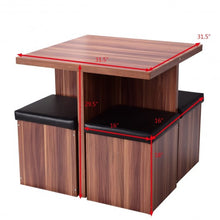 Load image into Gallery viewer, 5 pcs Wood Kitchen Dinette Storage Ottoman Stool Table Set
