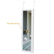 Load image into Gallery viewer, Wall Door Mounted Magnetic Mirrored Jewelry Cabinet-White
