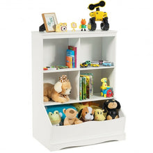 Load image into Gallery viewer, 3-Tier Children&#39;s Multi-Functional Bookcase Toy Storage Bin Floor Cabinet-White

