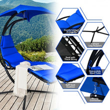Load image into Gallery viewer, Hanging Stand Chaise Lounger Swing Chair w/ Pillow-Navy
