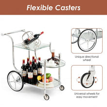 Load image into Gallery viewer, Kitchen Glass Shelves Metal Frame Serving Rolling Cart
