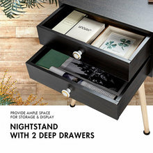 Load image into Gallery viewer, Mid Century Modern 2 Drawers Nightstand in Natural-Coffee
