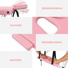 Load image into Gallery viewer, 84&#39;&#39; L Portable Adjustable Massage Bed with Carry Case for Facial Salon Spa -Pink
