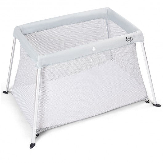 Portable Lightweight Baby Playpen Playard with Travel Bag-Gray