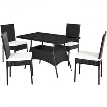 Load image into Gallery viewer, 5 PCS Patio Rattan Dining Set with Glass Top
