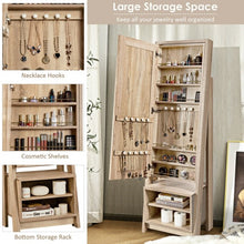 Load image into Gallery viewer, 2-in-1 Wooden Cosmetics Storage Cabinet with Full-Length Mirror and Bottom Rack
