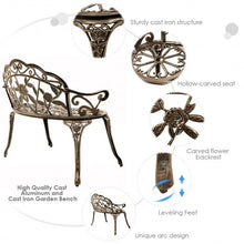 Load image into Gallery viewer, Aluminum Patio Outdoor Garden Bench Chair Loveseat Cast-Bronze
