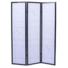 Load image into Gallery viewer, 3 Panels Printing Flower Solid Wood Room Screen-Black
