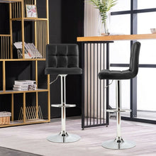 Load image into Gallery viewer, Adjustable Swivel Bar Stool with PU Leather-Black
