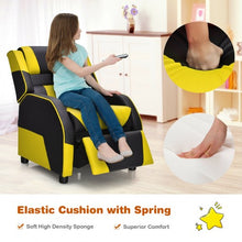 Load image into Gallery viewer, Kids Youth PU Leather Gaming Sofa Recliner with Headrest and Footrest-Yellow

