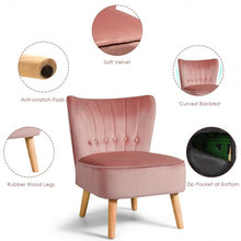 Load image into Gallery viewer, Armless Accent Chair Tufted Velvet Leisure Chair-Pink
