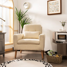 Load image into Gallery viewer, Accent Chair Cushioned Linen Armchair with Waist Pillow Sofa Chair-Beige
