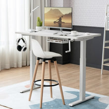 Load image into Gallery viewer, Hand Crank Sit to Stand Desk Frame Height Adjustable Standing Base-White
