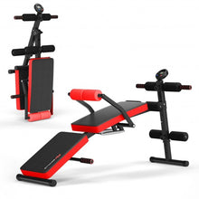 Load image into Gallery viewer, Multi-Functional Foldable Weight Bench Adjustable Sit-up Board with Monitor-Red
