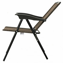 Load image into Gallery viewer, 2 Pcs Folding Sling Chairs with Steel Armrest and Adjustable Back for Patio

