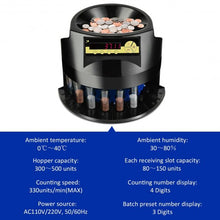 Load image into Gallery viewer, Auto Coin Sorter Dispenser Counting with Coin Tubes &amp; LED Display
