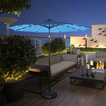 Load image into Gallery viewer, 10&#39; Solar LED Lighted Patio Market Umbrella Shade Tilt Adjustment Crank-Blue
