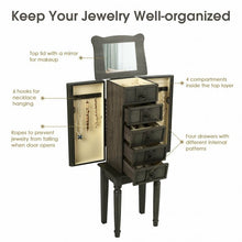 Load image into Gallery viewer, Standing Jewelry Cabinet Armoire with Makeup Mirror

