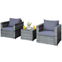 Load image into Gallery viewer, 3 Pcs Patio Rattan Furniture Bistro Set with Cushioned Sofa
