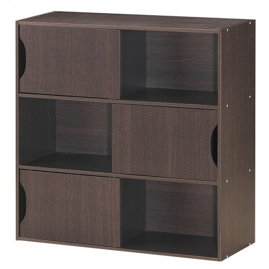 3-cube Bookcase Cabinet with Humanized Grooved Handles