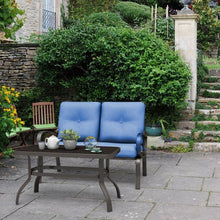 Load image into Gallery viewer, 2 Pcs Patio Outdoor Cushioned Coffee Table Seat-Blue
