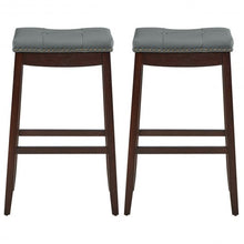 Load image into Gallery viewer, 29�Set of 2 Nailhead Saddle Bar Stools -Coffee
