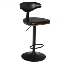 Load image into Gallery viewer, Walnut Bentwood Barstool Height Adjustable Upholstered Swivel Stool
