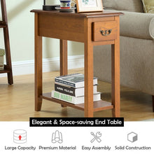 Load image into Gallery viewer, End Table Bedside Sofa End Table Narrow Nightstand with Wooden Legs
