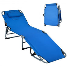 Load image into Gallery viewer, Folding Chaise Lounge Chair Bed Adjustable Outdoor Patio Beach-Blue
