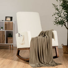 Load image into Gallery viewer, Rocking High Back Upholstered Lounge Armchair with Side Pocket-Beige
