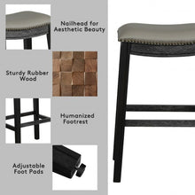Load image into Gallery viewer, 29" Set of 2 Saddle Nailhead Kitchen Counter-Black Chair
