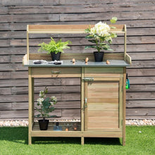 Load image into Gallery viewer, Outdoor Garden Wooden Work Station Potting Bench

