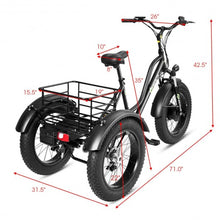 Load image into Gallery viewer, 500 W Electric Adults Tricycle with 20&quot; Fat Tire and Lithium Battery
