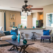 Load image into Gallery viewer, 52&quot; Ceiling Fan Light with Pull Chain and 5 Bronze Finished Reversible Blades
