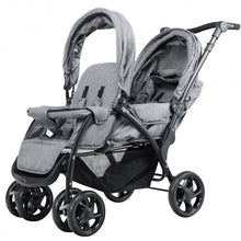 Load image into Gallery viewer, Foldable Lightweight Front Back Seats Double Baby Stroller-Gray
