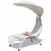 Load image into Gallery viewer, Patio Hanging Swing Hammock Chaise Lounger Chair with Canopy-Beige
