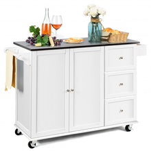 Load image into Gallery viewer, Kitchen Island 2-Door Storage Cabinet with Drawers and Stainless Steel Top-White
