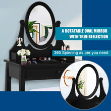 Load image into Gallery viewer, Vanity Wooden Makeup Dressing Table Stool Set -Black
