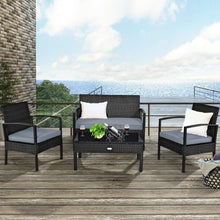 Load image into Gallery viewer, 4 PCS Patio Rattan Cushioned Furniture Set -Black
