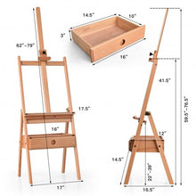 Load image into Gallery viewer, Adjustable  Floor Wooden Artist Easel H-Frame with Art Supply Storage Drawer
