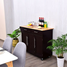 Load image into Gallery viewer, Kitchen Island Trolley Wood Top Rolling Storage Cabinet Cart with Knife Block-Brown
