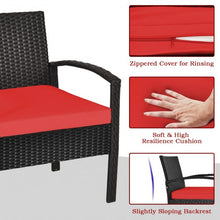 Load image into Gallery viewer, 3 Piece PE Rattan Wicker Sofa Set w/ Washable &amp; Removable Cushion for Patio-Red
