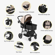 Load image into Gallery viewer, 2-in-1 Foldable Pushchair Newborn Infant Baby Stroller-Coffee
