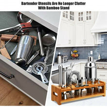 Load image into Gallery viewer, 23 PCS Stainless Cocktail Shaker with Bamboo Stand
