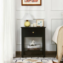 Load image into Gallery viewer, Nightstand End Table with Drawer and Shelf-Black
