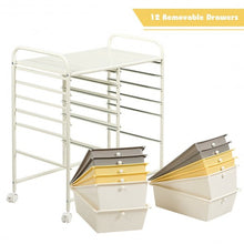 Load image into Gallery viewer, 12 Drawers Rolling Cart Storage Scrapbook Paper Organizer Bins-Yellow
