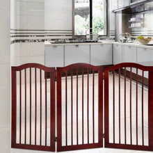 Load image into Gallery viewer, 3 Panels Folding Freestanding Wood Pet Dog Safety Gate-36&quot;
